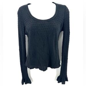 Etro Italy Lightweight Sweater Long Bell Sleeve Stretch Knit Top Black Y2K